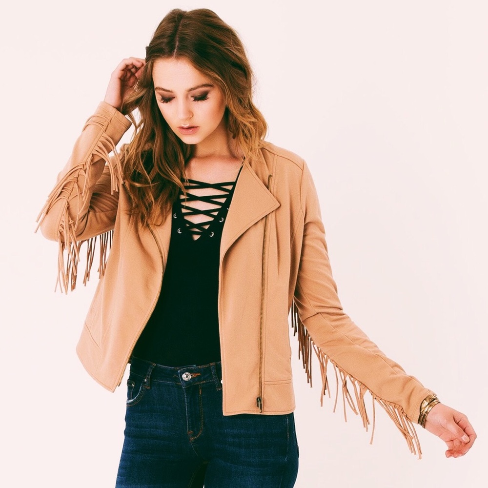 Others Follow Rust Fringe Jacket